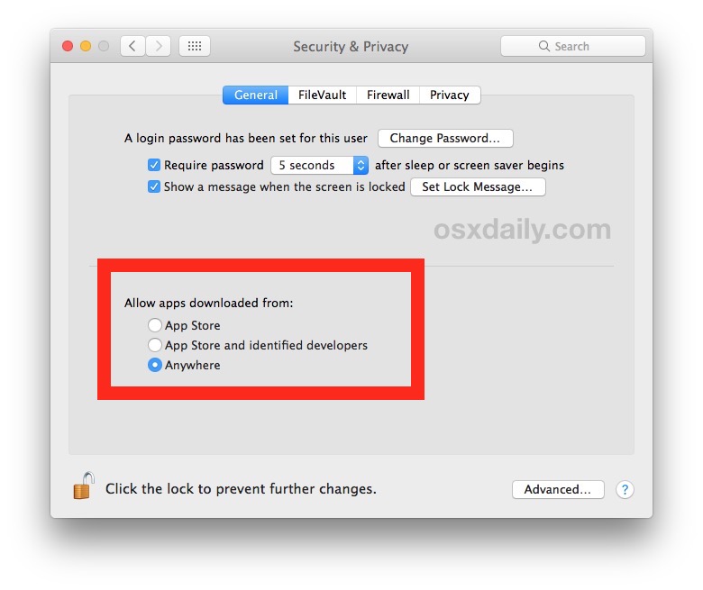 Allow Apps Downloaded From Anywhere Mac El Capitan